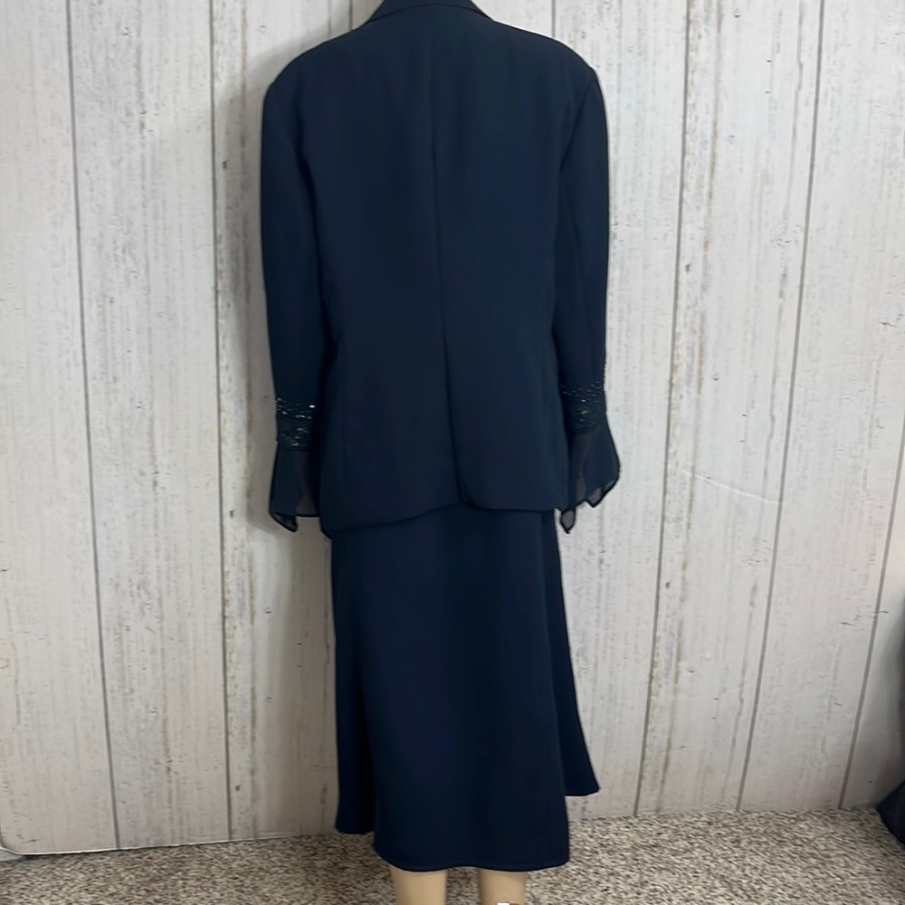 Mother of the Bride Navy Blue Skirt Set Beaded Size 16 - Picture 2 of 16